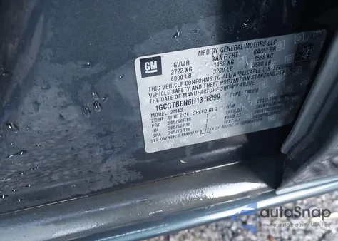 2017 Chevrolet Colorado Wt из США, поврежденный, VIN 1GCGTBEN6H1316899